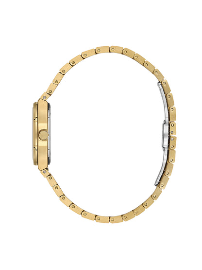 Daniel Klein Analog Silver Round Dial Gold Case Gold Strap Quartz Water-Resistant Wrist Watch for Women Girls, Ladies DK.1.14177-4