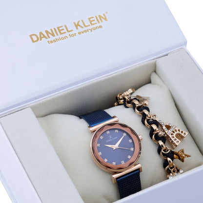 Daniel Klein Blue  Dial Analog Gift Set Watch with Bracelet For Women (Pack of 2)