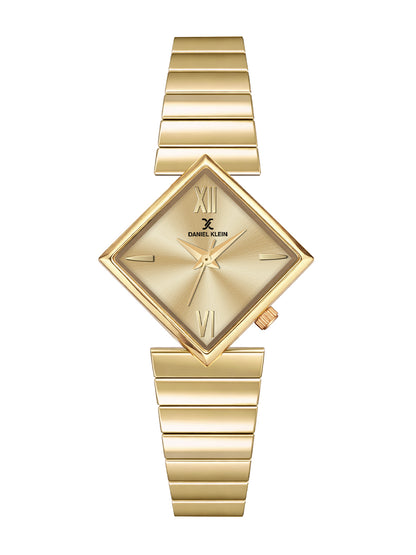 Daniel Klein Women Analog Watch | Gold Case | Gold Dial | Gold Strap | 30 mm | Water Resistant 3 ATM | DK.20.10010-1