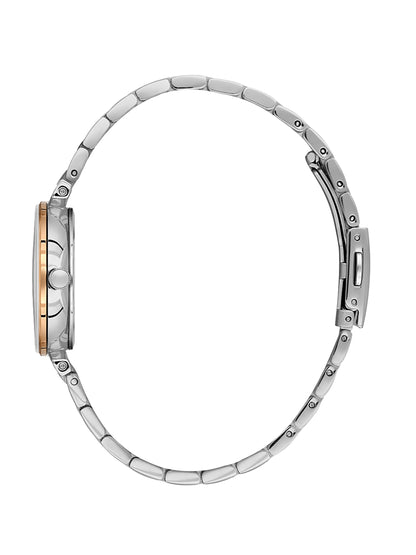 Daniel Klein Analog Silver Round Dial Silver and Rose Gold Case Silver and Rose Gold Strap Quartz Water-Resistant Wrist Watch for Women Girls, Ladies DK.1.14175-6