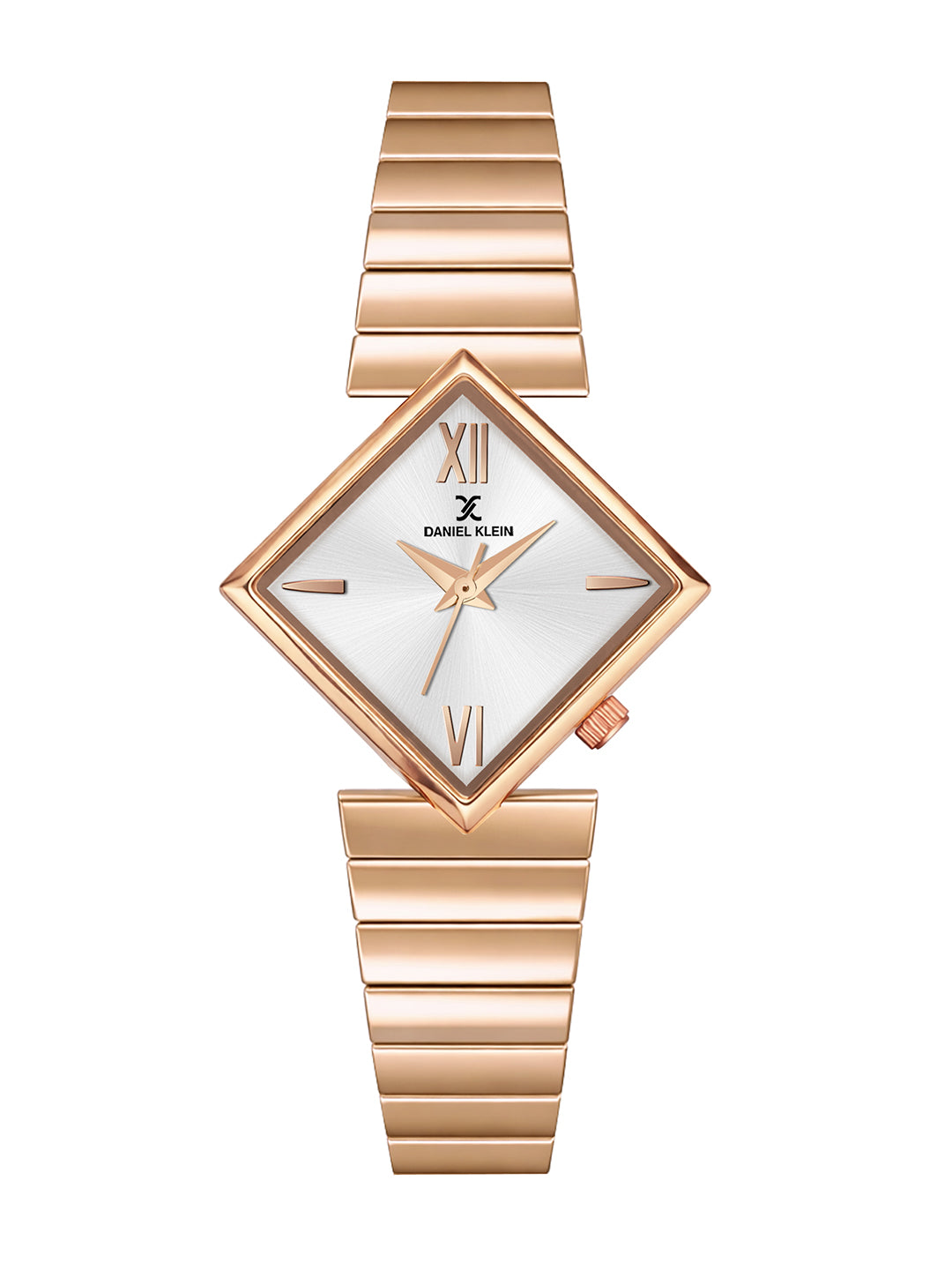 Daniel Klein Women Analog Watch | Rose Gold Case | Silver Dial | Rose Gold Strap | 30 mm | Water Resistant 3 ATM | DK.20.10010-4