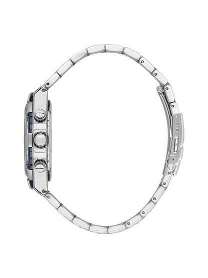Daniel Klein Analog Blue Round Dial Silver/Blue Case Silver Strap Quartz Water-Resistant Wrist Watch for Men Boys DK.1.14242-2