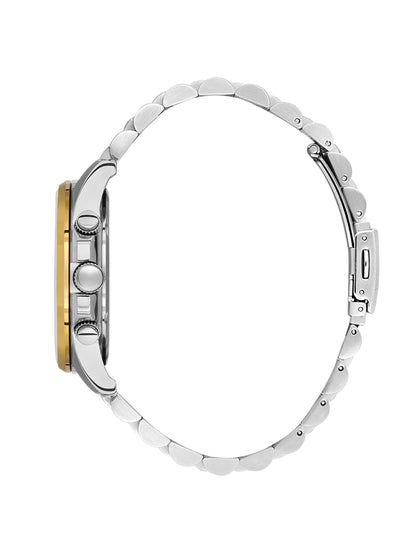 Daniel Klein Analog Silver Round Dial Silver and Gold Case Silver and Gold Strap Quartz Water-Resistant Wrist Watch for Men Boys DK.1.14240-3