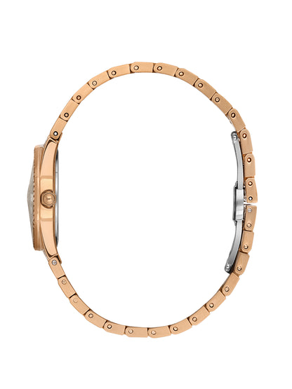 Daniel Klein Analog L.R.Gold Round Dial Pink Rose Gold Case Pink Rose Gold Strap Quartz Water-Resistant Wrist Watch for Women Girls, Ladies DK.1.14162-6