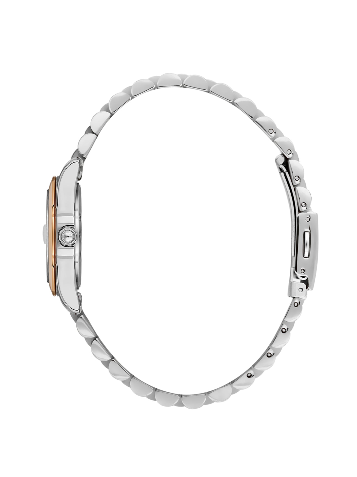 Daniel Klein Analog Silver Round Dial Silver and Rose Gold Case Silver and Rose Gold Strap Quartz Water-Resistant Wrist Watch for Women Girls, Ladies DK.6.14183-6
