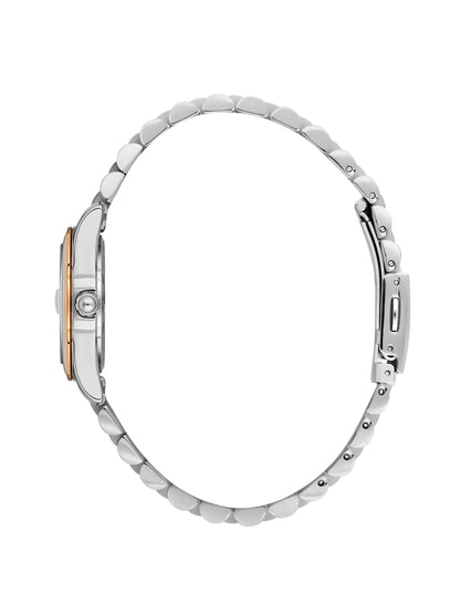 Daniel Klein Analog Silver Round Dial Silver and Rose Gold Case Silver and Rose Gold Strap Quartz Water-Resistant Wrist Watch for Women Girls, Ladies DK.6.14183-6