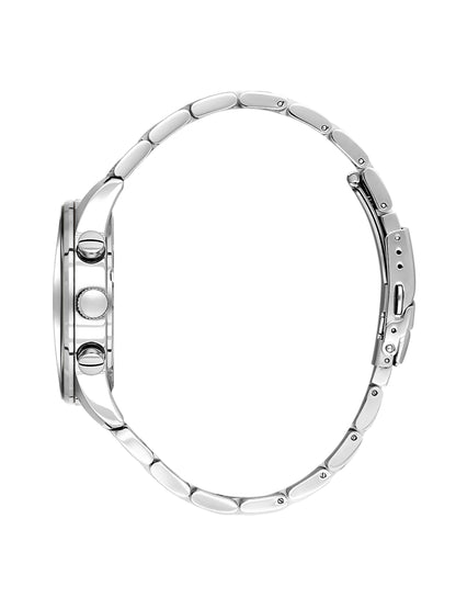Daniel Klein Analog Dark Blue Round Dial Silver Case Silver Strap Quartz Water-Resistant Wrist Watch for Men Boys DK.1.14256-2