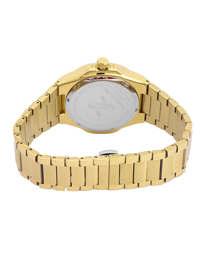 Daniel Klein Analog Black Round Dial Gold Case Gold Strap Quartz Water-Resistant Wrist Watch for Men Boys DK.1.14201-5