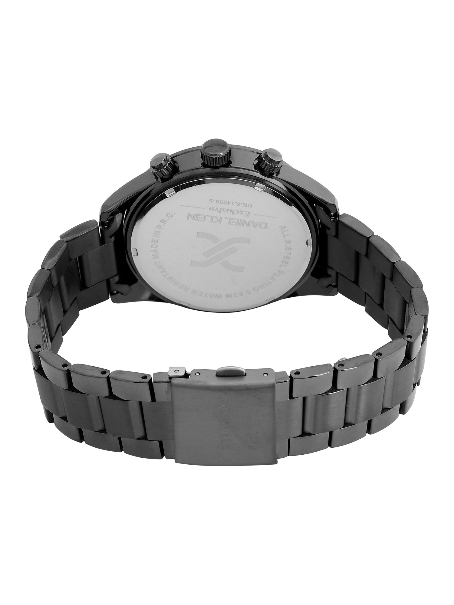 Daniel Klein Analog Blue Round Dial Gunmetalmetal Case Gunmetalmetal Strap Quartz Water-Resistant Wrist Watch for Men Boys DK.6.14259-5