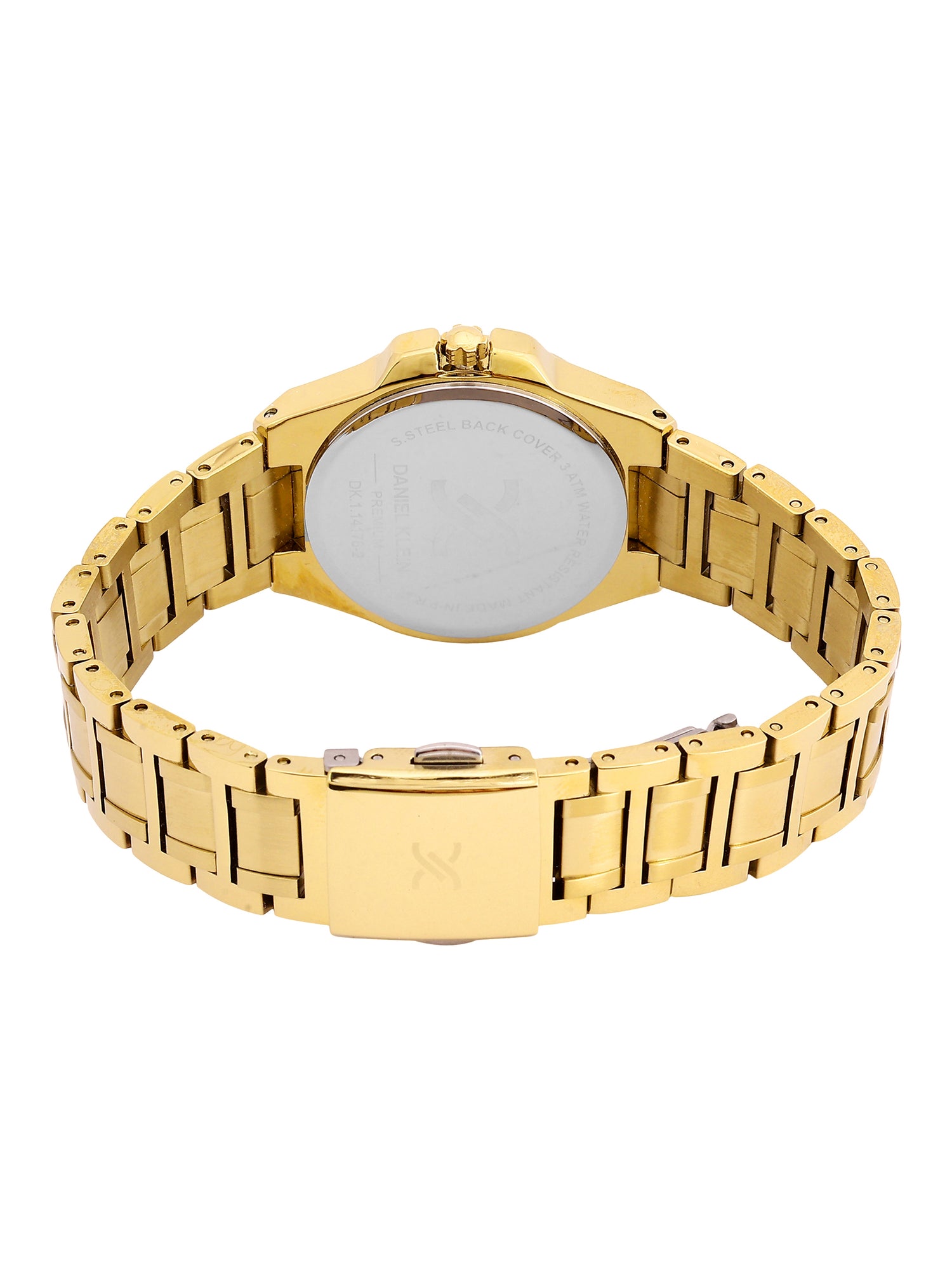 Daniel Klein Analog Silver Round Dial Gold Case Gold Strap Quartz Water-Resistant Wrist Watch for Women Girls, Ladies DK.1.14176-2