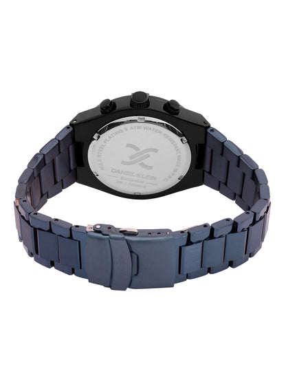 Daniel Klein Analog Blue Round Dial Black Case Blue Strap Quartz Water-Resistant Wrist Watch for Men Boys DK.1.14242-5