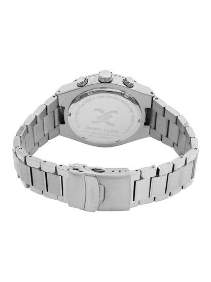 Daniel Klein Analog Blue Round Dial Silver/Blue Case Silver Strap Quartz Water-Resistant Wrist Watch for Men Boys DK.1.14242-2
