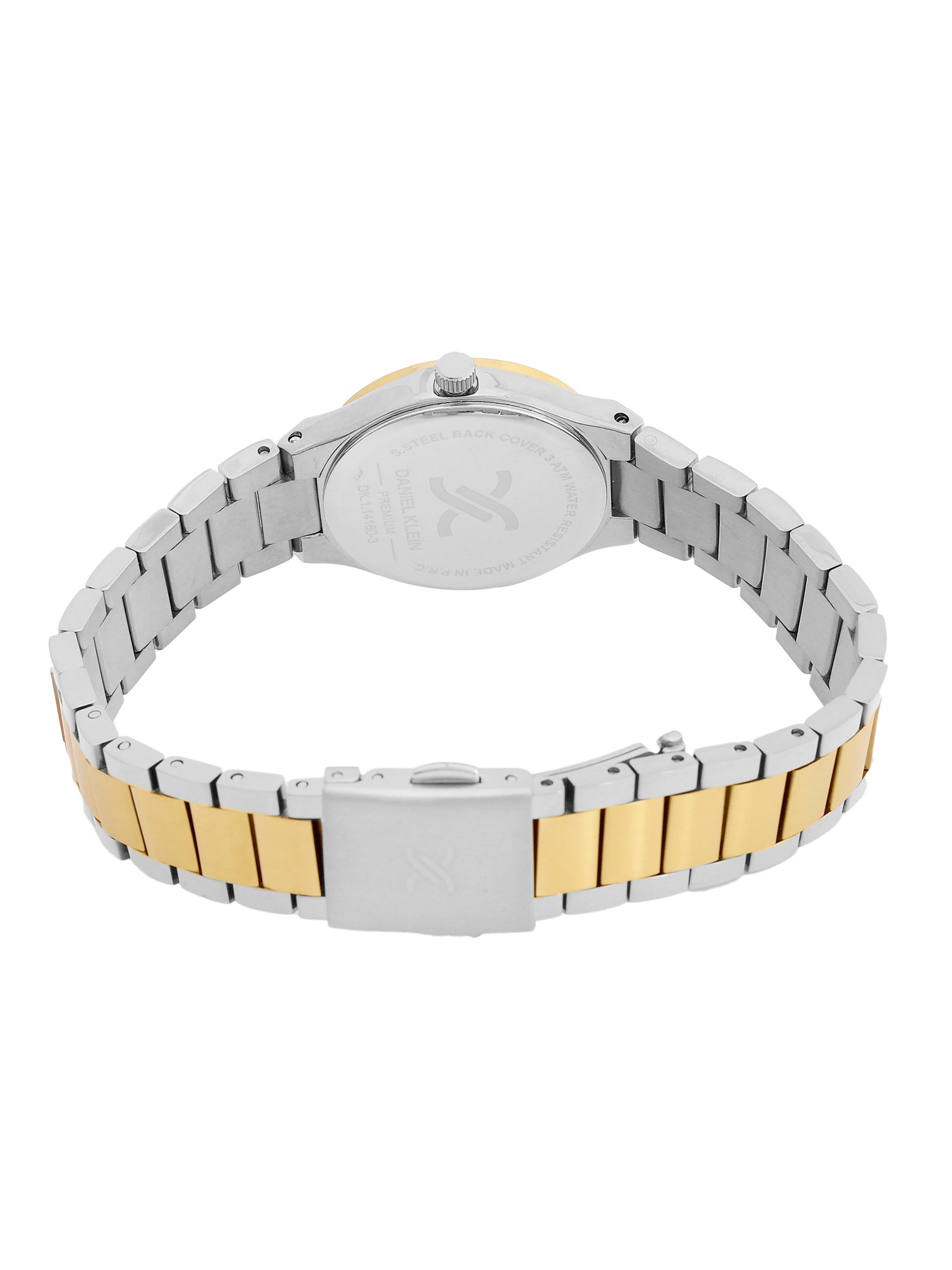 Daniel Klein Analog Silver Round Dial Silver and Gold Case Silver and Gold Strap Quartz Water-Resistant Wrist Watch for Women Girls, Ladies DK.1.14160-4