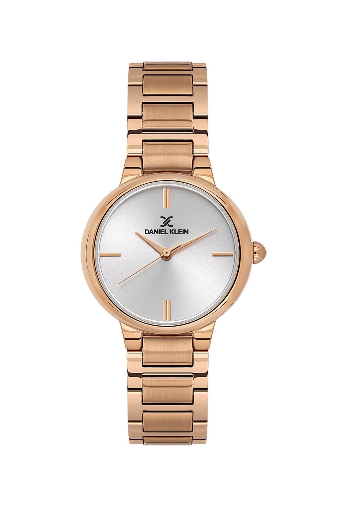 Daniel Klein Silver Dial Pink Rose Gold Strap Women’s Analog Watch DK.1.14100-6