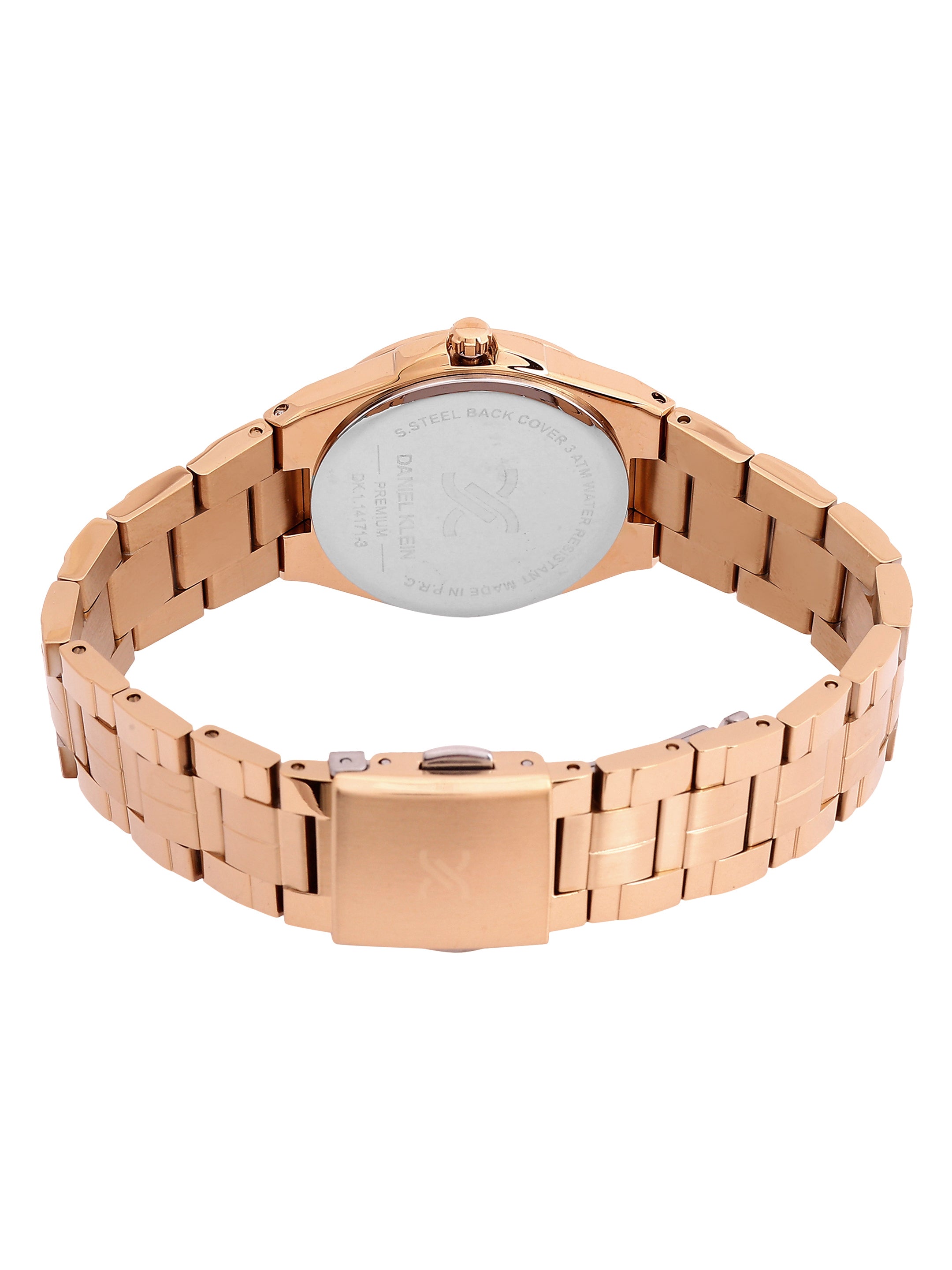 Daniel Klein Analog Silver Round Dial Pink Rose Gold Case Pink Rose Gold Strap Quartz Water-Resistant Wrist Watch for Women Girls, Ladies DK.1.14171-6