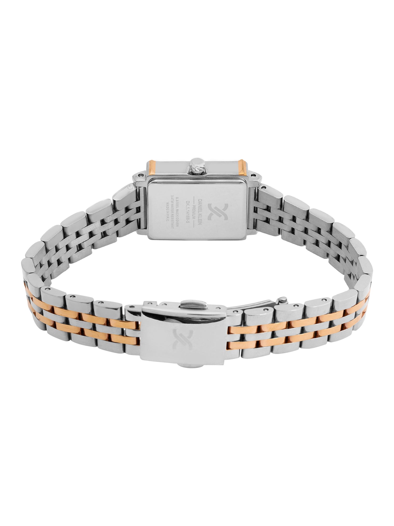 Daniel Klein Analog D.Brown Round Dial Silver and Rose Gold Case Silver and Rose Gold Strap Quartz Water-Resistant Wrist Watch for Women Girls, Ladies DK.1.14168-6