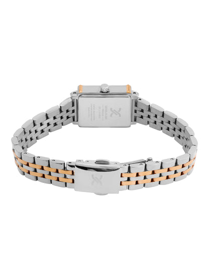 Daniel Klein Analog D.Brown Round Dial Silver and Rose Gold Case Silver and Rose Gold Strap Quartz Water-Resistant Wrist Watch for Women Girls, Ladies DK.1.14168-6