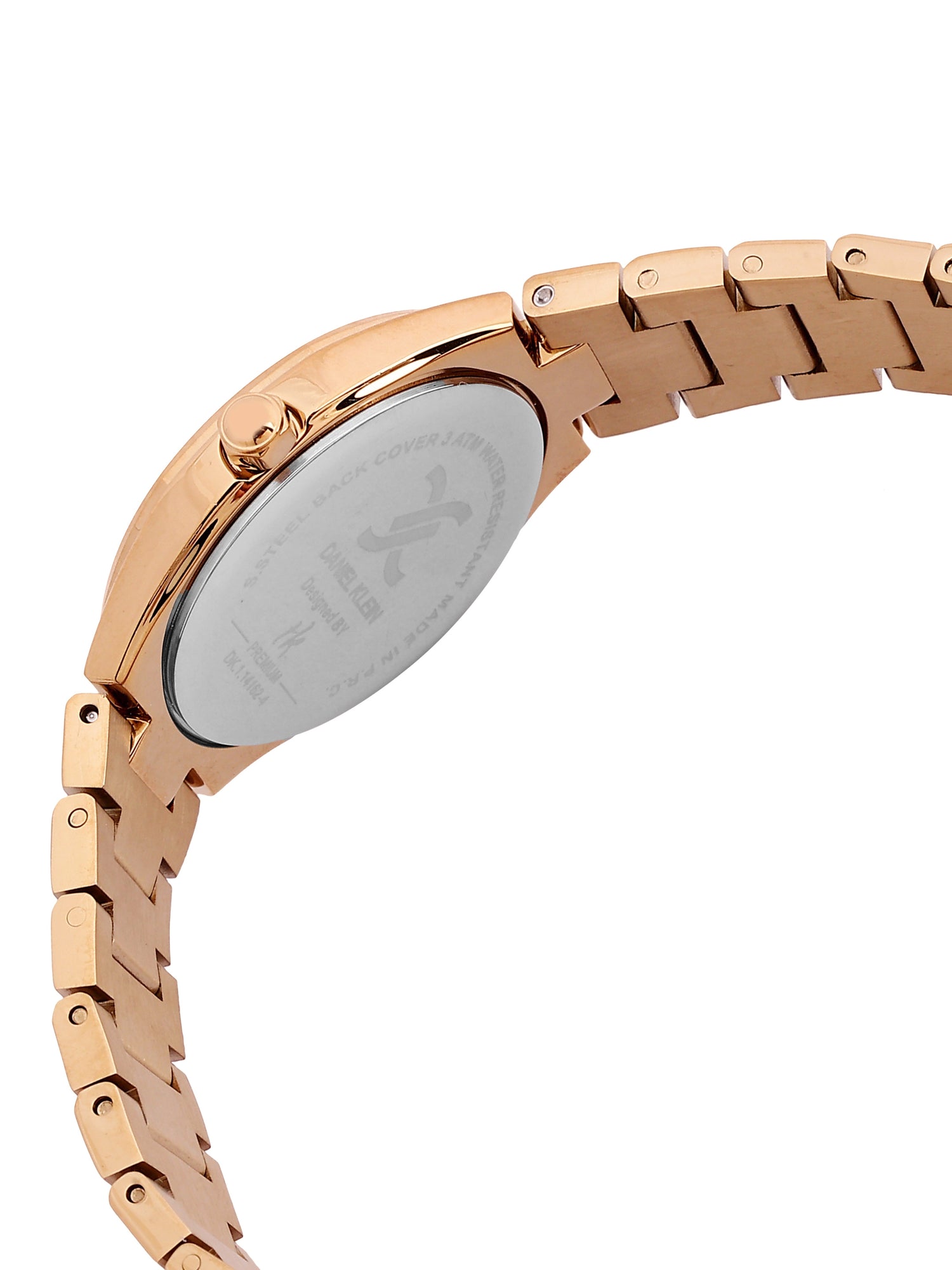 Daniel Klein Analog L.R.Gold Round Dial Pink Rose Gold Case Pink Rose Gold Strap Quartz Water-Resistant Wrist Watch for Women Girls, Ladies DK.1.14162-6