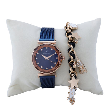 Daniel Klein Blue  Dial Analog Gift Set Watch with Bracelet For Women (Pack of 2)