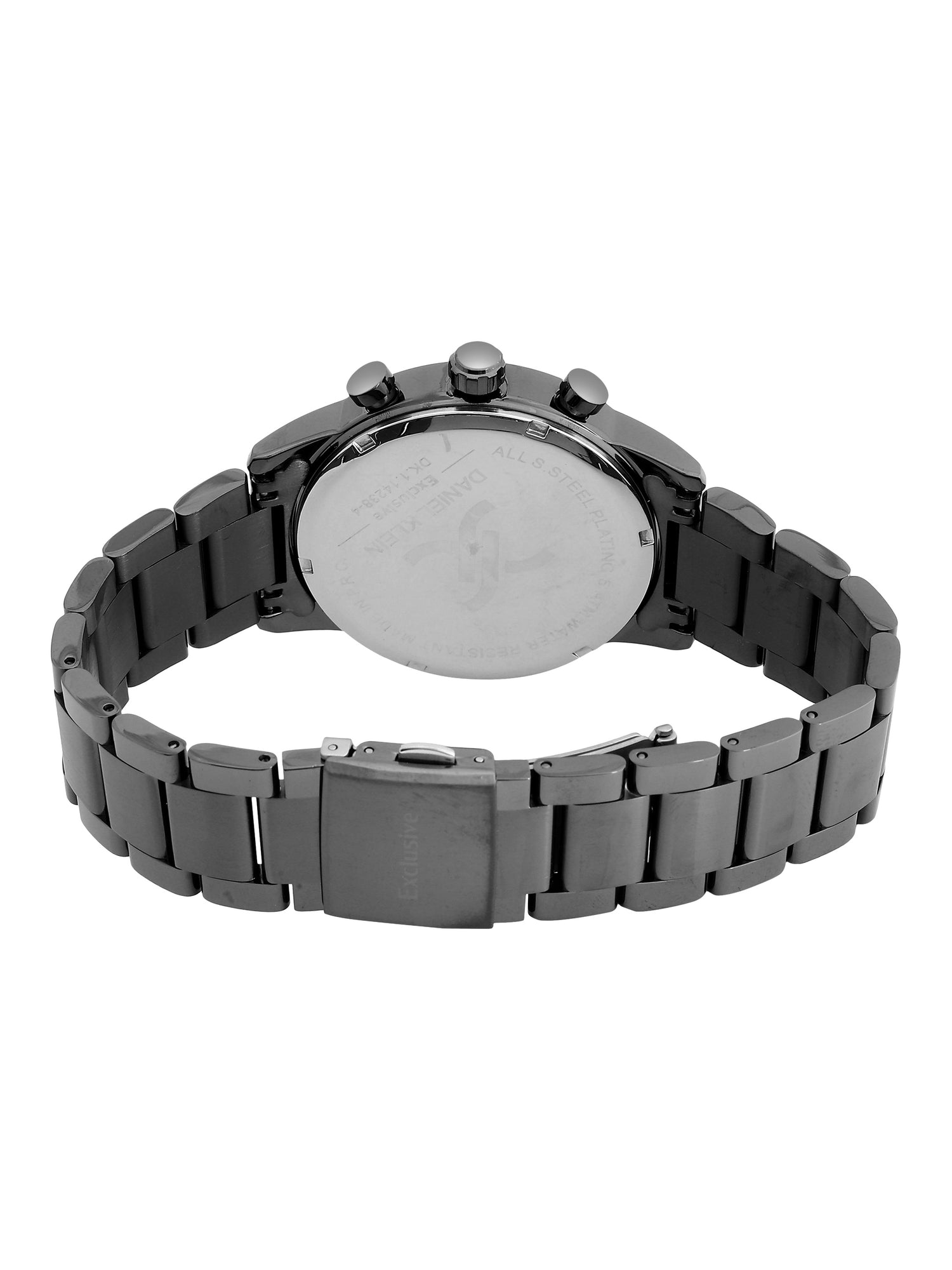 Daniel Klein Analog Gunmetal Round Dial Gunmetalmetal Case Gunmetalmetal Strap Quartz Water-Resistant Wrist Watch for Men Boys DK.1.14238-4