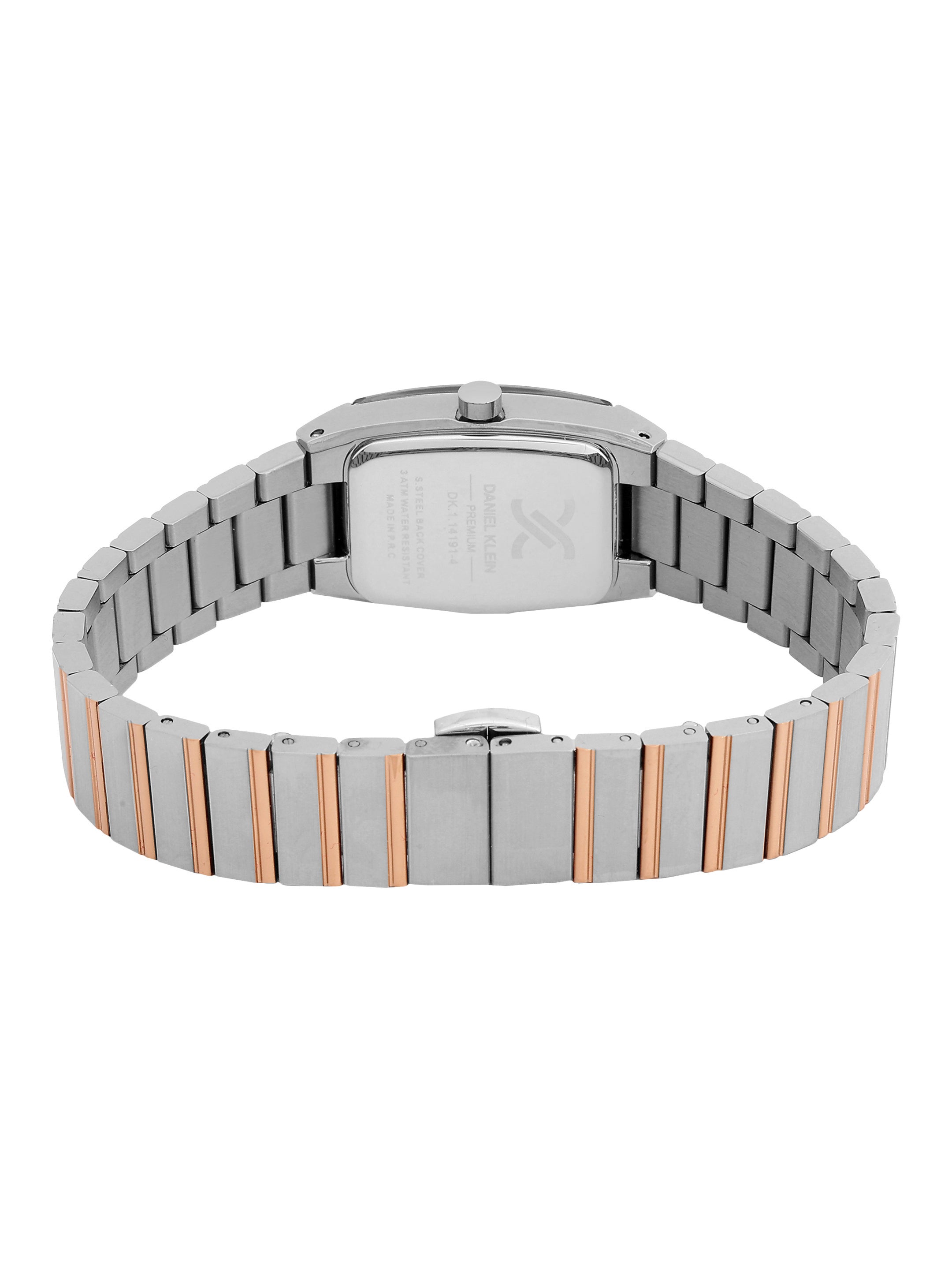 Daniel Klein Analog Silver Round Dial Silver/Rose Gold Case Silver and Rose Gold Strap Quartz Water-Resistant Wrist Watch for Women Girls, Ladies DK.1.14191-6