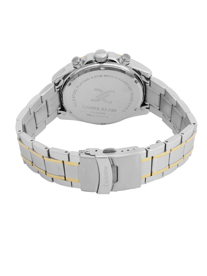 Daniel Klein Analog Dark Green Round Dial Silver Case Silver and Gold Strap Quartz Water-Resistant Wrist Watch for Men Boys DK.6.14261-3