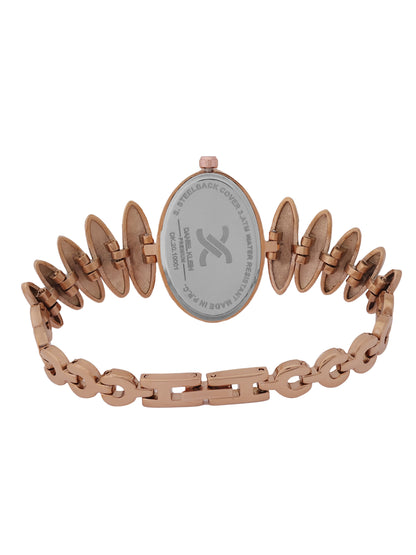 Daniel Klein Women’s Rose Gold Bracelet Watch – Elegant Silver Oval Dial, Premium Design