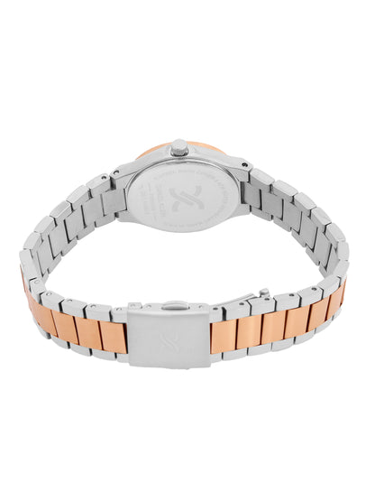 Daniel Klein Analog Dark Green Round Dial Silver and Rose Gold Case Silver and Rose Gold Strap Quartz Water-Resistant Wrist Watch for Women Girls, Ladies DK.1.14160-6