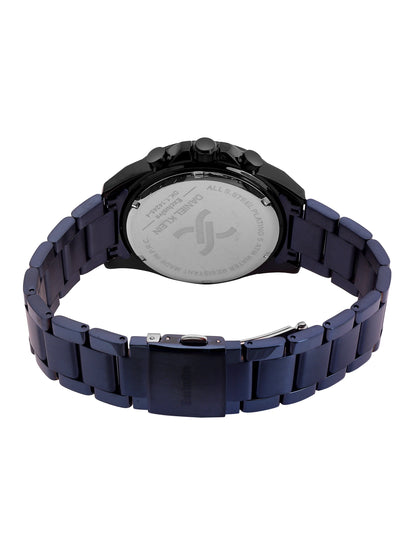 Daniel Klein Analog Blue Round Dial Black Case Blue Strap Quartz Water-Resistant Wrist Watch for Men Boys DK.1.14245-4