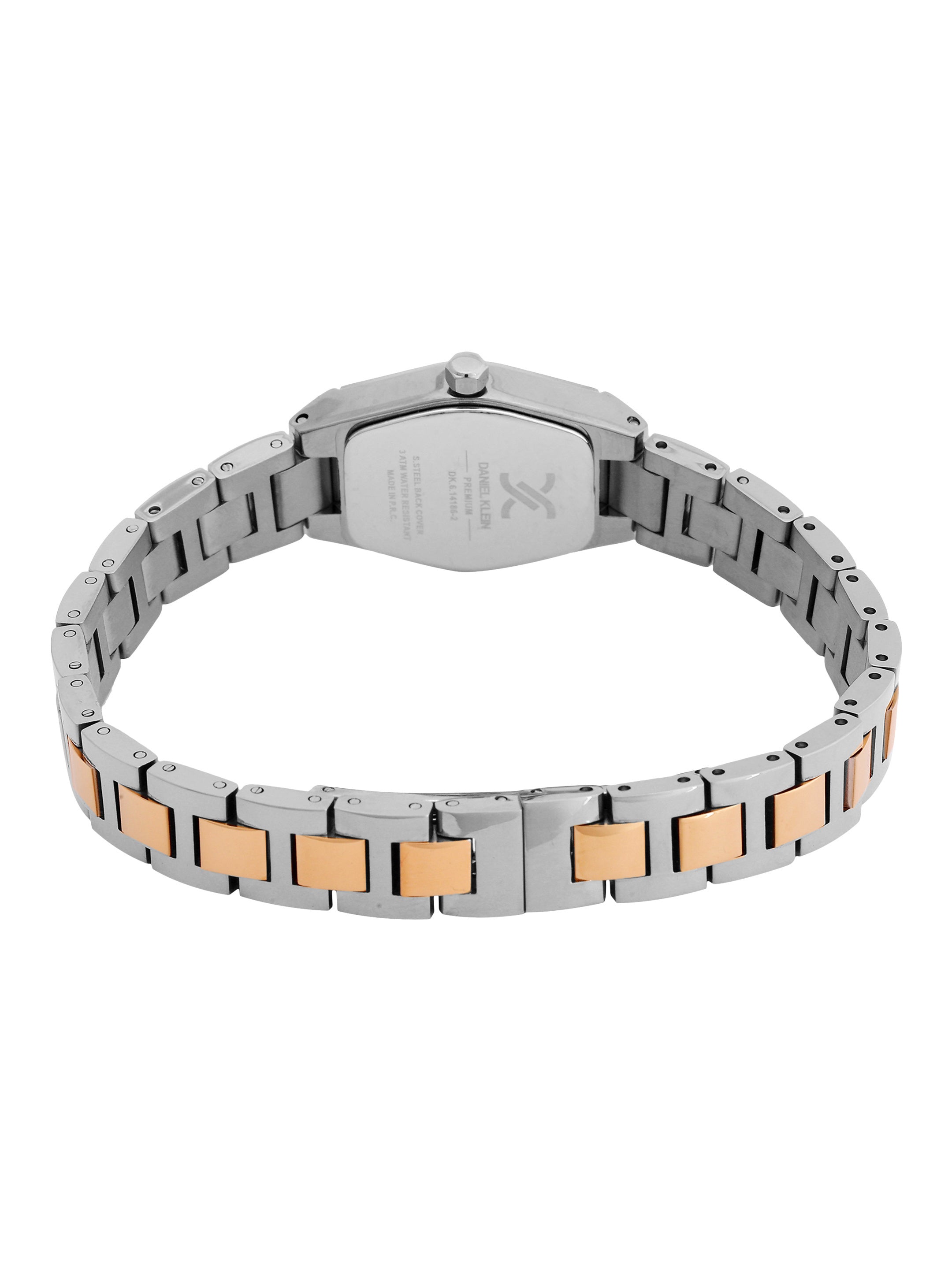 Daniel Klein Analog Silver Round Dial Silver/Rose Gold Case Silver and Rose Gold Strap Quartz Water-Resistant Wrist Watch for Women Girls, Ladies DK.6.14186-6