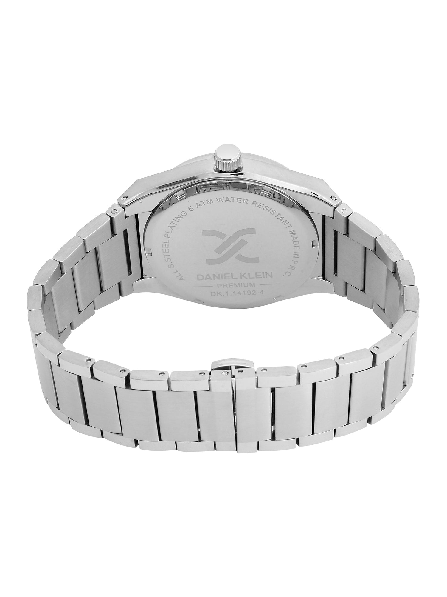 Daniel Klein Analog Blue Round Dial Silver Case Silver Strap Quartz Water-Resistant Wrist Watch for Men Boys DK.1.14192-4