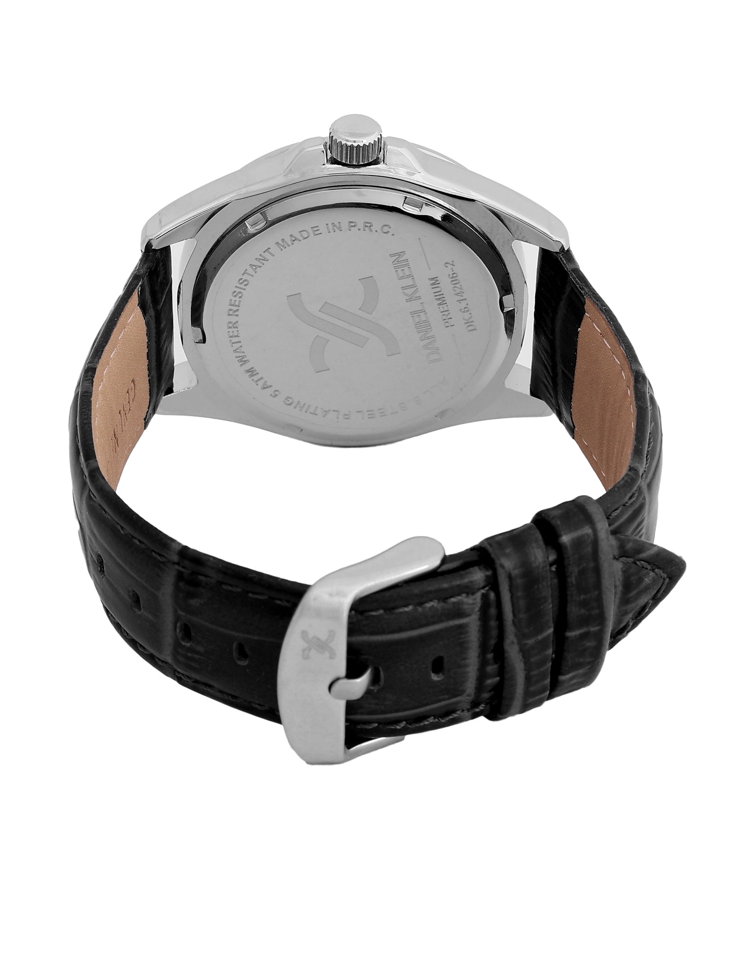 Daniel Klein Analog Black Round Dial Silver Case Black Strap Quartz Water-Resistant Wrist Watch for Men Boys DK.6.14206-1