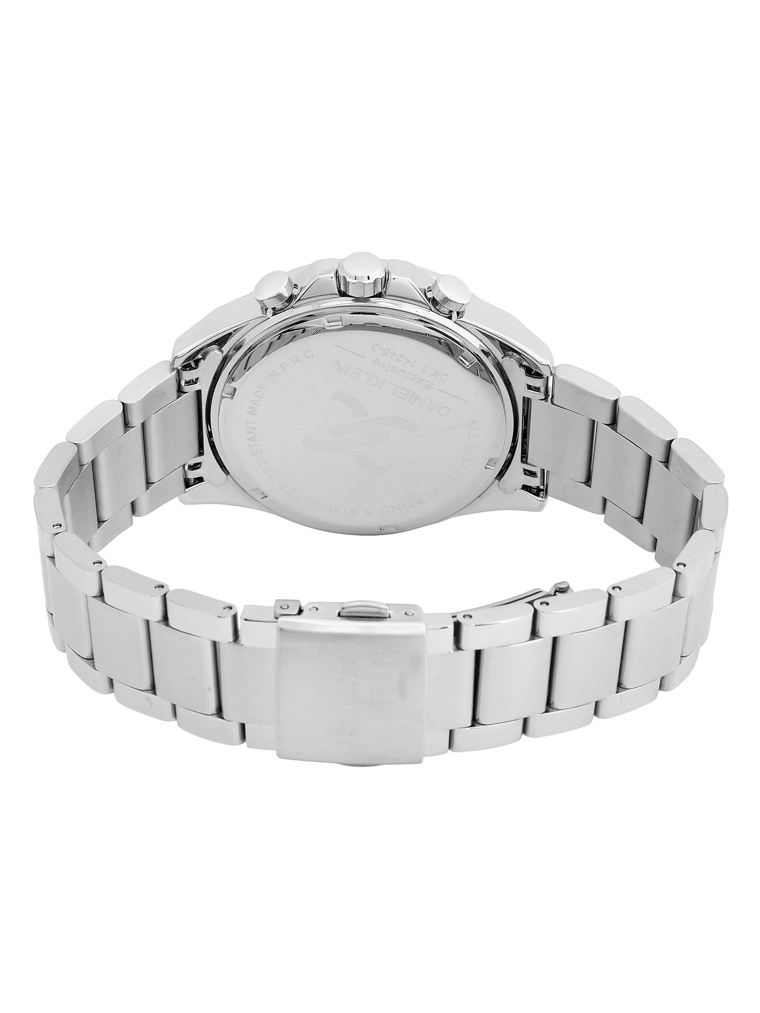 Daniel Klein Analog Dark Blue Round Dial Silver Case Silver Strap Quartz Water-Resistant Wrist Watch for Men Boys DK.1.14245-3