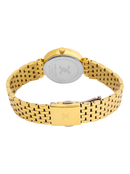 Daniel Klein Analog Dark Green Round Dial Gold Case Gold Strap Quartz Water-Resistant Wrist Watch for Women Girls, Ladies DK.1.14175-4