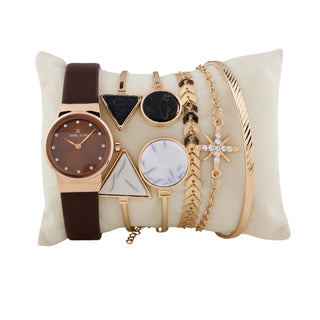 Daniel Klein Dark Brown  Dial Analog Gift Set Watch with Bracelet For Women (Pack of 6 )