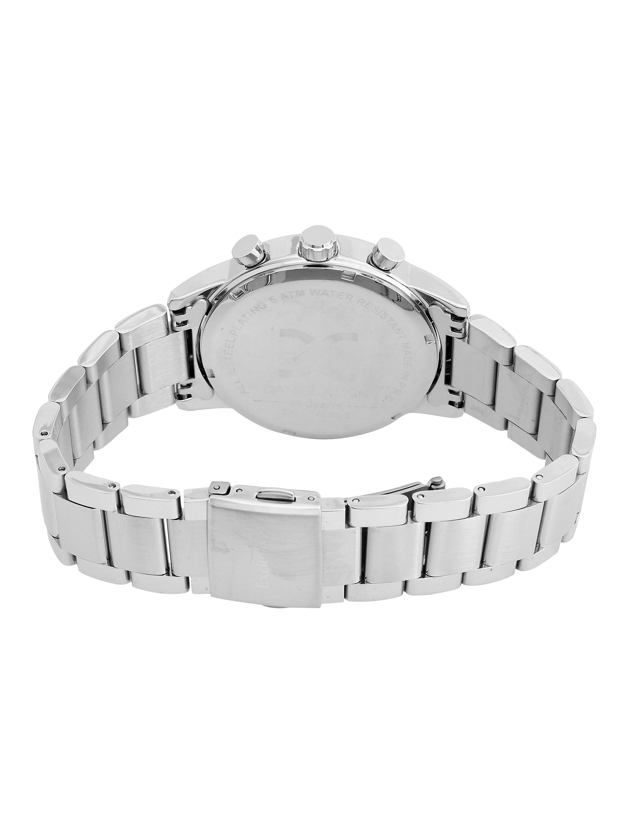 Daniel Klein Analog Dark Green Round Dial Silver Case Silver Strap Quartz Water-Resistant Wrist Watch for Men Boys DK.1.14238-3