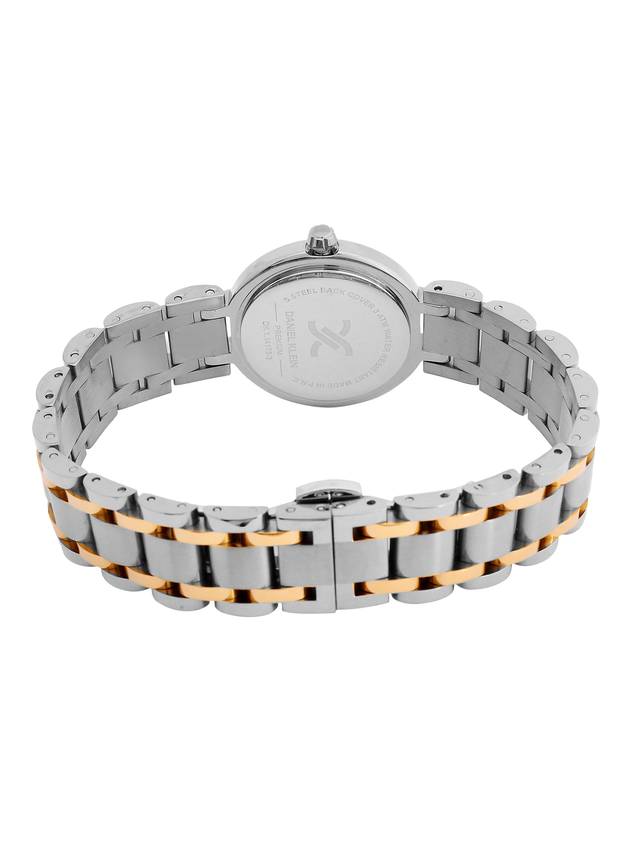 Daniel Klein Analog White Round Dial Silver and Rose Gold Case Silver and Rose Gold Strap Quartz Water-Resistant Wrist Watch for Women Girls, Ladies DK.1.14173-5