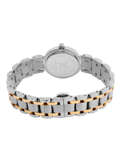 Daniel Klein Analog White Round Dial Silver and Rose Gold Case Silver and Rose Gold Strap Quartz Water-Resistant Wrist Watch for Women Girls, Ladies DK.1.14173-5