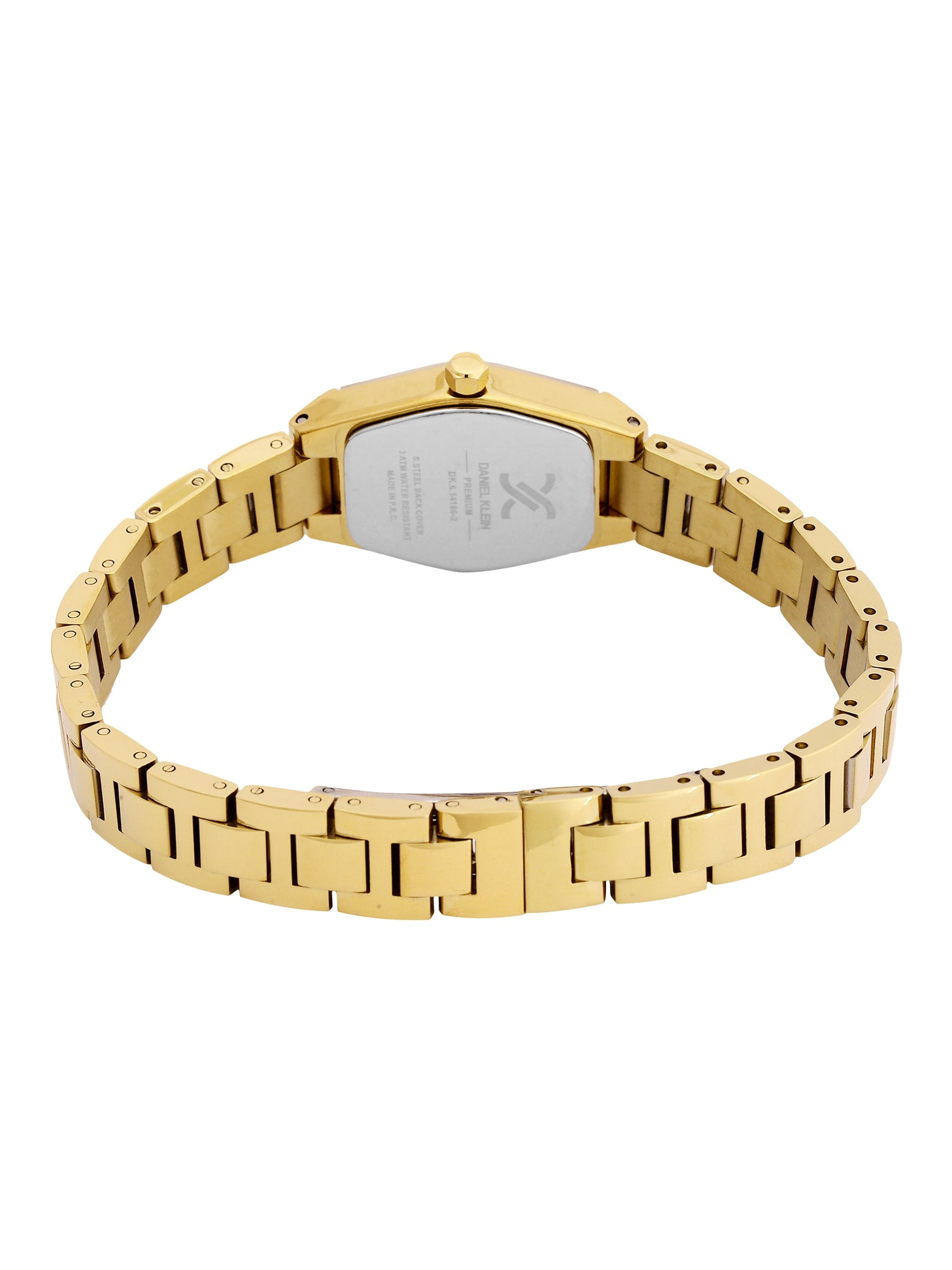 Daniel Klein Analog Silver Round Dial Gold/Gold Case Gold Strap Quartz Water-Resistant Wrist Watch for Women Girls, Ladies DK.6.14186-2