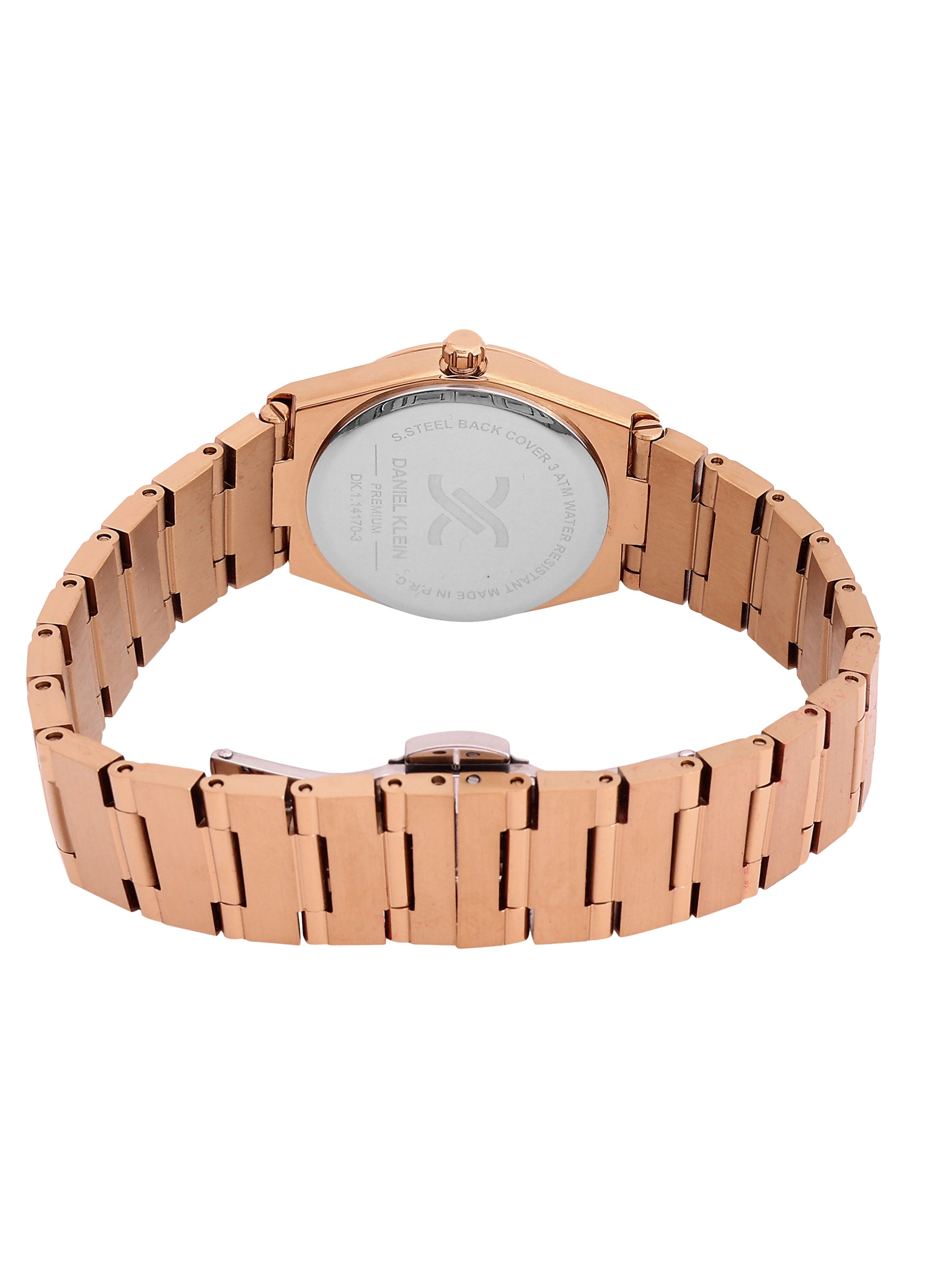 Daniel Klein Analog Silver Round Dial Pink Rose Gold Case Pink Rose Gold Strap Quartz Water-Resistant Wrist Watch for Women Girls, Ladies DK.1.14170-6