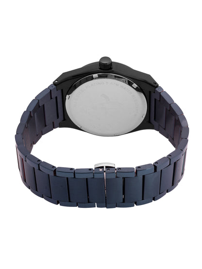 Daniel Klein Analog Blue Round Dial Black Case Blue Strap Quartz Water-Resistant Wrist Watch for Men Boys DK.1.14192-5