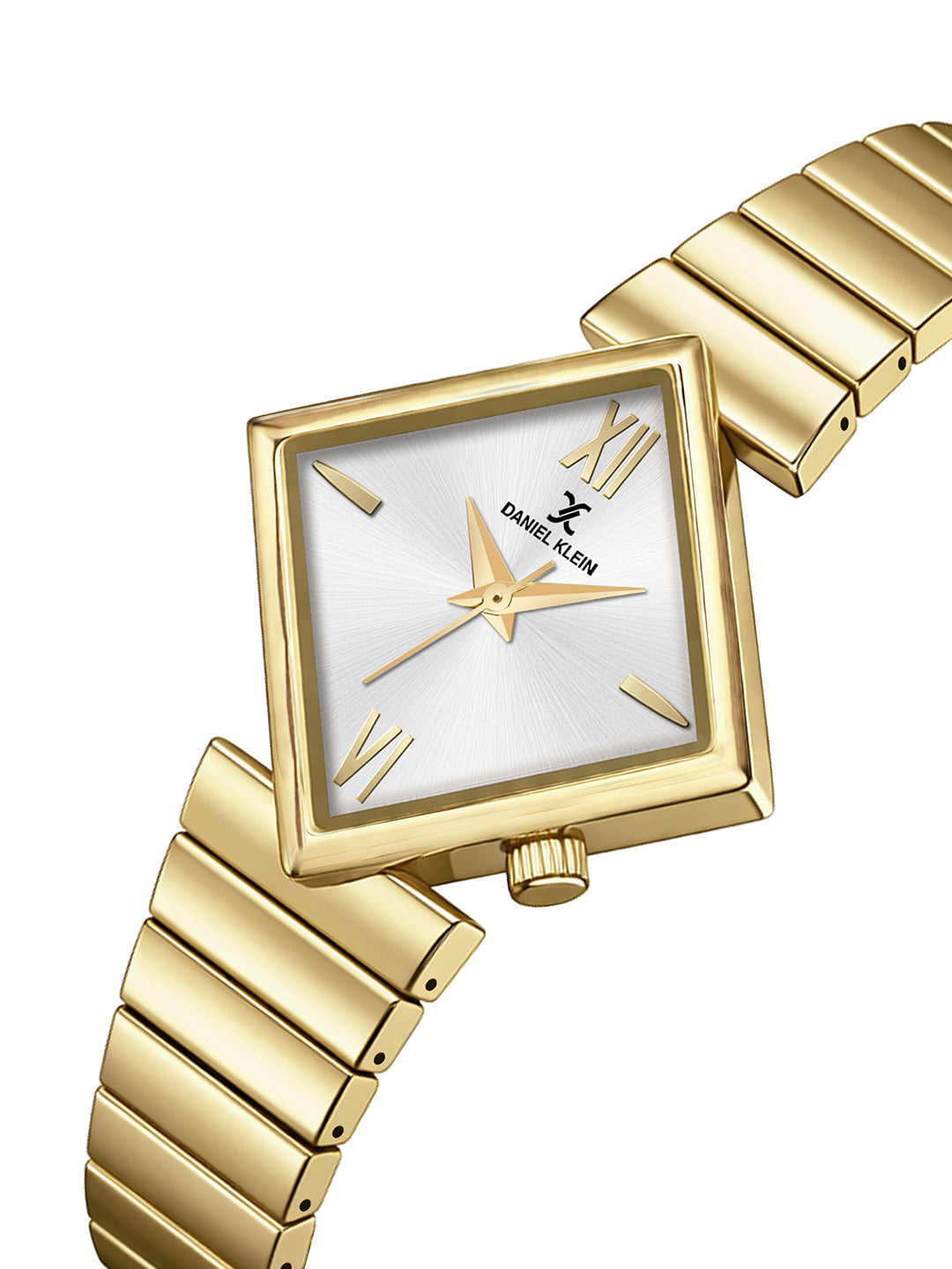 Daniel Klein Women Analog Watch | Gold Case | Silver Dial | Gold Strap | 30 mm | Water Resistant 3 ATM | DK.20.10010-4