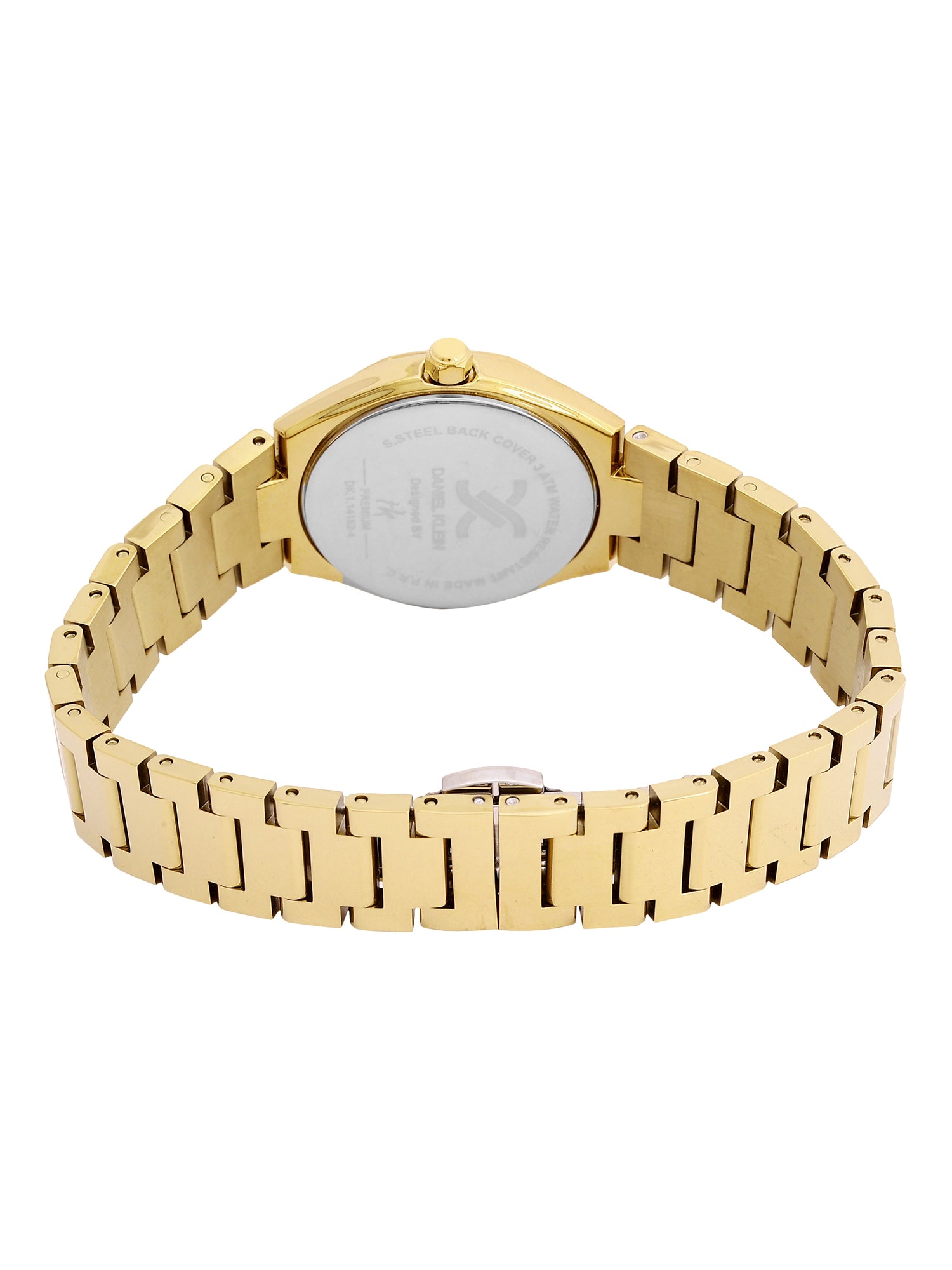 Daniel Klein Analog Silver Round Dial Gold Case Gold Strap Quartz Water-Resistant Wrist Watch for Women Girls, Ladies DK.1.14162-3