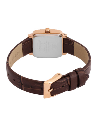 Daniel Klein Analog Silver Round Dial Pink Rose Gold Case D.Brown Strap Quartz Water-Resistant Wrist Watch for Women Girls, Ladies DK.1.14154-5