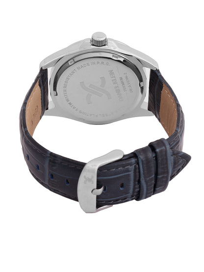 Daniel Klein Analog Dark Blue Round Dial Silver Case Dark Blue Strap Quartz Water-Resistant Wrist Watch for Men Boys DK.6.14206-2