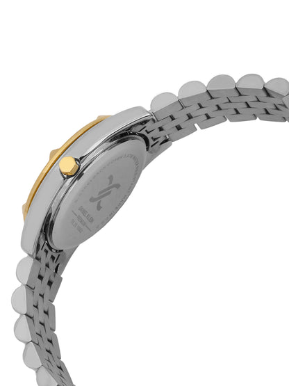 &quot;Daniel Klein Women’s Two-Tone Silver &amp; Gold Bracelet Watch – Elegant White Dial with Stone Bezel &quot;