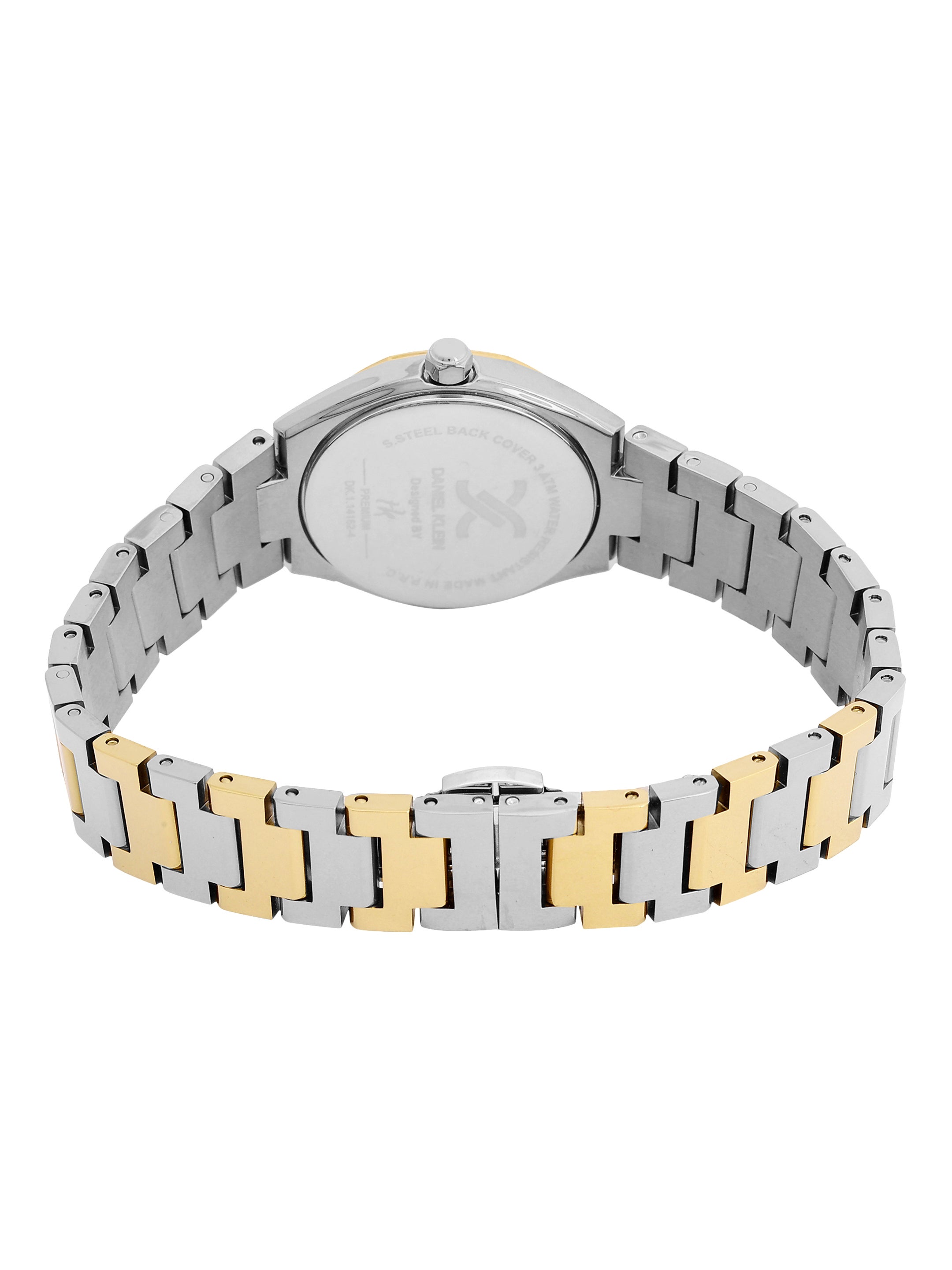 Daniel Klein Analog Silver Round Dial Silver and Gold Case Silver and Gold Strap Quartz Water-Resistant Wrist Watch for Women Girls, Ladies DK.1.14162-5