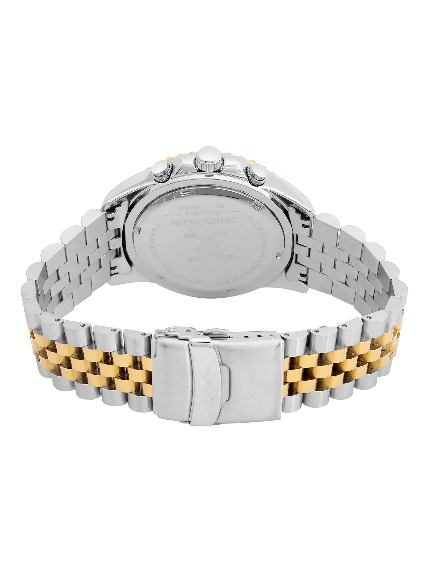 Daniel Klein Analog Dark Green Round Dial Silver and Gold Case Silver and Gold Strap Quartz Water-Resistant Wrist Watch for Men Boys DK.1.14243-4