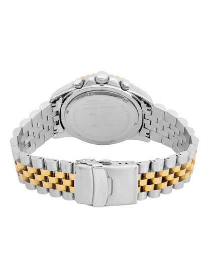 Daniel Klein Analog Dark Green Round Dial Silver and Gold Case Silver and Gold Strap Quartz Water-Resistant Wrist Watch for Men Boys DK.1.14243-4