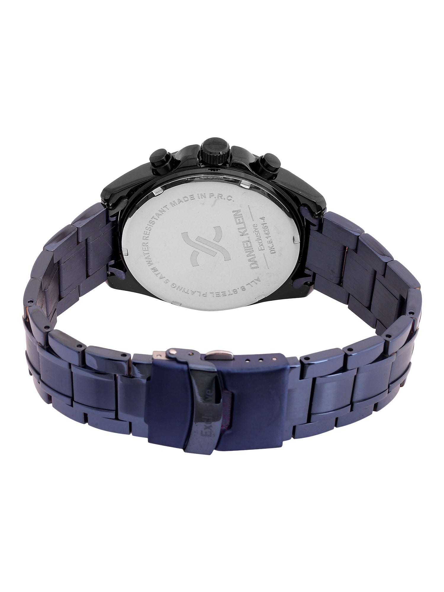 Daniel Klein Analog Silver Round Dial Black Case Blue Strap Quartz Water-Resistant Wrist Watch for Men Boys DK.6.14261-4